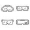 Goggles icon set, outline style