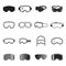 Goggles icons. Safety glasses icons