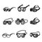 Goggles icons set, simple style