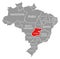 Goias red highlighted in map of Brazil