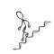 Going down the stairs. Unsuccessful sad man. Descend staircase. Hand drawn. Stickman cartoon. Doodle sketch, Vector graphic