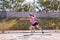 Going for her record. Shot of a young athlete practicing the discus.