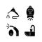 Going to dentist black glyph icons set on white space