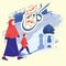 Going To Mosque For Eid Mubarak Illustration