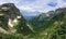 Going to the Sun Road, View of Landscape, snow fields In Glacier National Park around Logan Pass, Hidden Lake, Highline Trail, whi