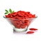 Goji berries closeup on white backgrounds. Generated AI