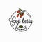 Goji berry logo. Round linear of goji branch