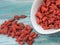 Goji fruits for health .Goji berries on a wooden background. Ly