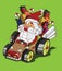 Gokart reindeer style. Santa Claus delivery the gifts