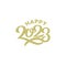 Gold 2023 happy new year letter logo icon design vector