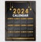 Gold 2024 calendar design template  start week on sunday and gradient color gold and black