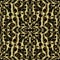 Gold 3d arabesque seamless pattern. Tapestry textured vector background. Repeat arabic style backdrop. Floral ornament with