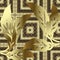 Gold 3d Baroque vector seamless pattern. Checkered ornamental gr