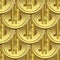 Gold 3d Bitcoins seamless pattern. Vector surface golden coins cryptocurrency background. Ornate repeat bit-coin backdrop.