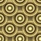 Gold 3d circles seamless pattern. Vector ornamental background. Surface repeat Deco backdrop. Tiled round 3d mandalas. Geometric