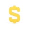 Gold 3d dollar symbol. Volumetric sign financial currency