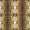 Gold 3d greek vector seamless pattern. Modern geometric background. Repeat plaid tartan backdrop. Ancient style greek