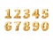 Gold 3d numbers. Big golden number luxury symbols for typography elegant design, yellow conceptual typeface anniversary