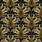 Gold 3d ornate Damask vector seamless pattern. Hand drawn vintage floral ornament. Elegance golden patterned paisley flowers, lea