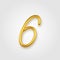 Gold 3d realistic number 6 sign on a light background.