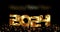 Gold 3D Text 2024 Happy New Year, special effect cinematic title trailer golden 2024 animation isolated on Black background