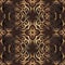 Gold 3d vintage floral seamless pattern. Vector ornamental Baroque style brown background. Ornate repeat surface