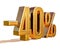 Gold -40%, Minus Forty Percent Discount Sign