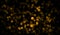 Gold abstract bokeh background. Dust particles with real lens flare stars. glitter lights . Abstract lights defocused. Merry