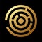 Gold Abstract Round Maze Shaped Icon with a Circle