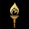 Gold Abstract Simplified Torch and Flame Icon