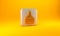 Gold Alcohol or spirit burner icon isolated on yellow background. Chemical equipment. Silver square button. 3D render