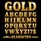 Gold alphabetical letters isolated on black