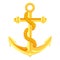 Gold anchor illustration isolated on white background