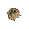 Gold Angry Lion Head Logo, Sign, Flat Design Vector Illustration