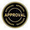 Gold approval word round sticker on white background