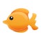 Gold aquarium fish icon, cartoon style