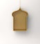 Gold arabic hanging window shelf on white background.