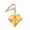 Gold Arrow Purse Charm: Cubist Deconstruction In Watercolor