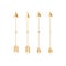 Gold arrows isolated on white background. Vector.