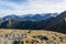 Gold autumn. A beautiful autumn morning in the mountains. View of the mountain peaks