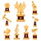 Gold awards statues set, collection of golden trophies and prizes Illustrations