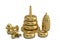 Gold baby items on white background 3D illustration.