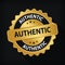 Gold Badge Authentic Guarantee Label Logo Isolated Round Emblem Sign