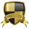 Gold badge protected icon with ribbon