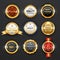 Gold badges, labels of premium quality, business