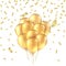 Gold balloon background. Golden realistic 3D balloons foil glitter mockup. Vector anniversary background.