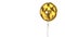 gold balloon symbol of left arrow in circle on white background
