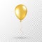 Gold balloon on transparent background. Realistic air baloon for party, Christmas, Birthday, Valentines day, Womens day