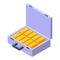 Gold bar case icon isometric vector. Money treasure