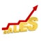 Gold bar graph showing the growth of sales